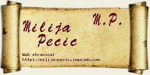 Milija Pecić vizit kartica